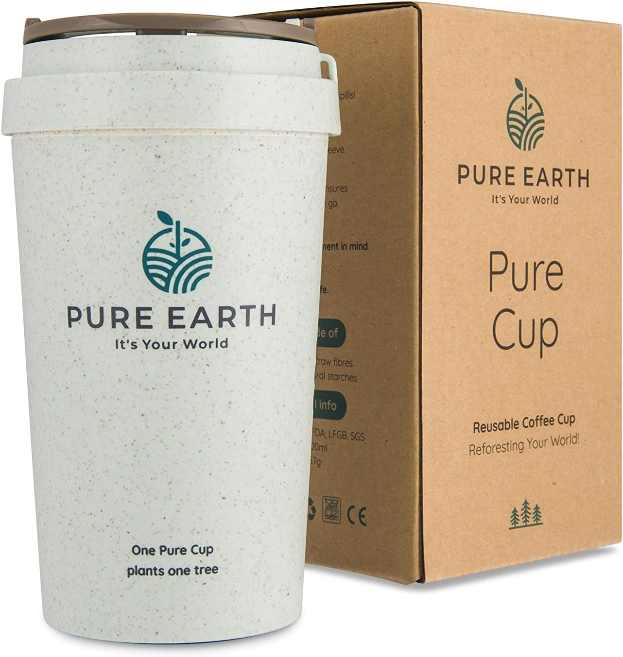 Pure Earth Reusable Coffee Cups Leakproof Insulated
