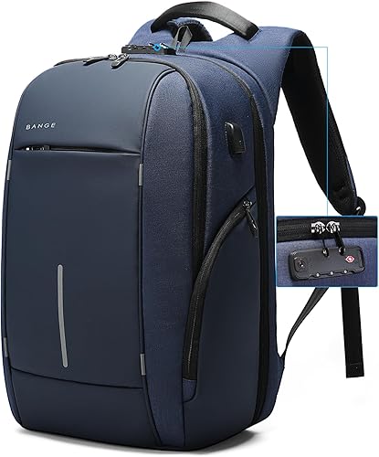 Miniatura 11 de Mochila de viaje BANGE, mochila antirrobo para laptop, compatible con portátiles de 15.6 pulgadas, Negro, Mediana, Computadora portátil Negro,Negro