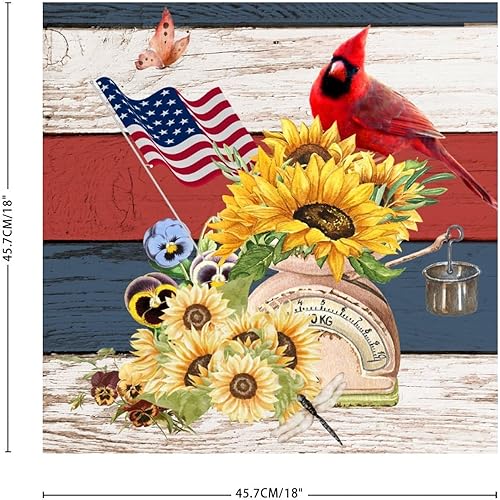 Miniatura 3 de Calcomanías patrióticas de cardenales de girasol del 4 de julio, bandera nacional vintage, espejos rojos, blancos y azules, calcomanías de vinilo