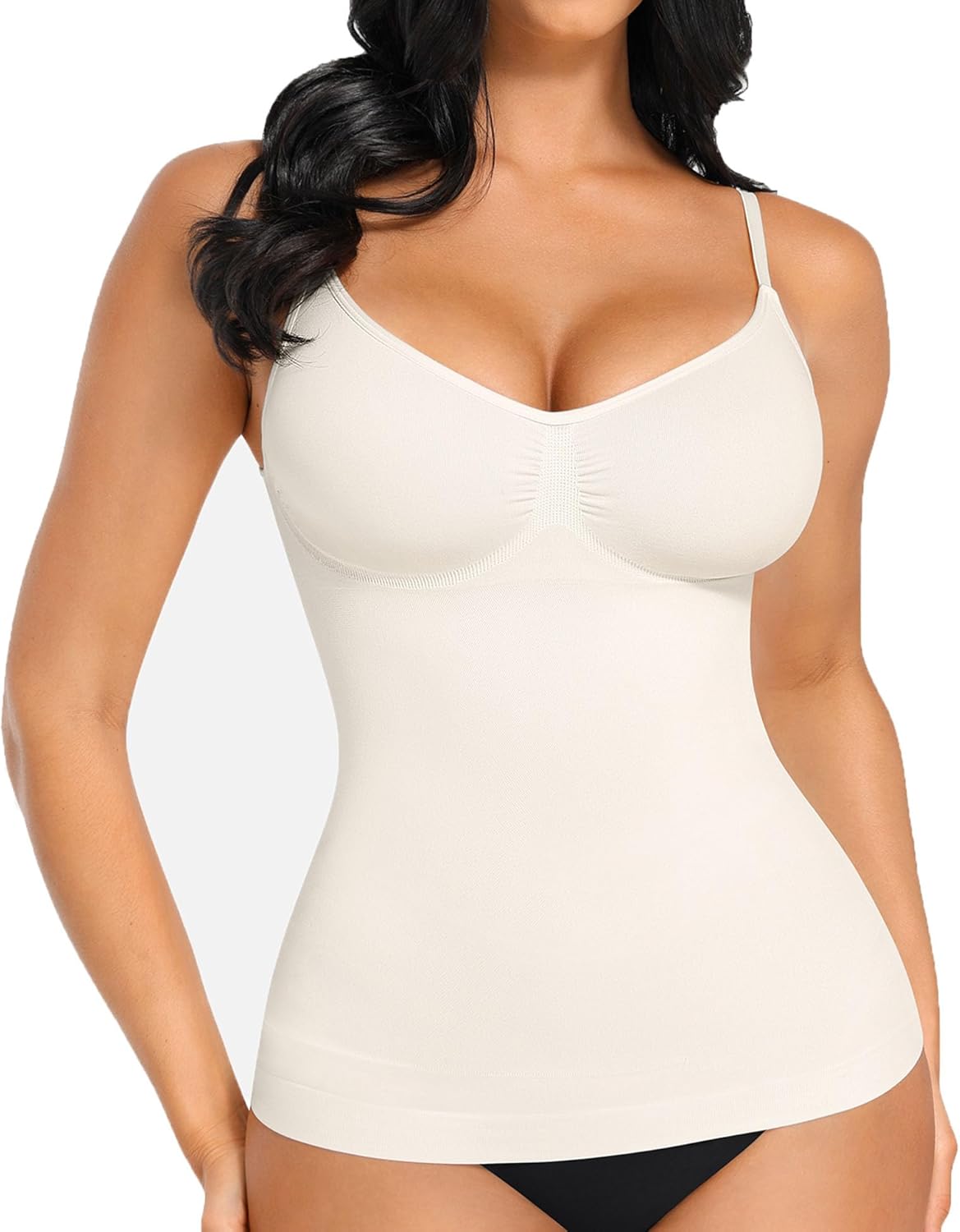 FeelinGirl Womens Tummy Control Shapewear Tight Tank Top Compression Shaping Camisole Tops Plus Size White 4XL