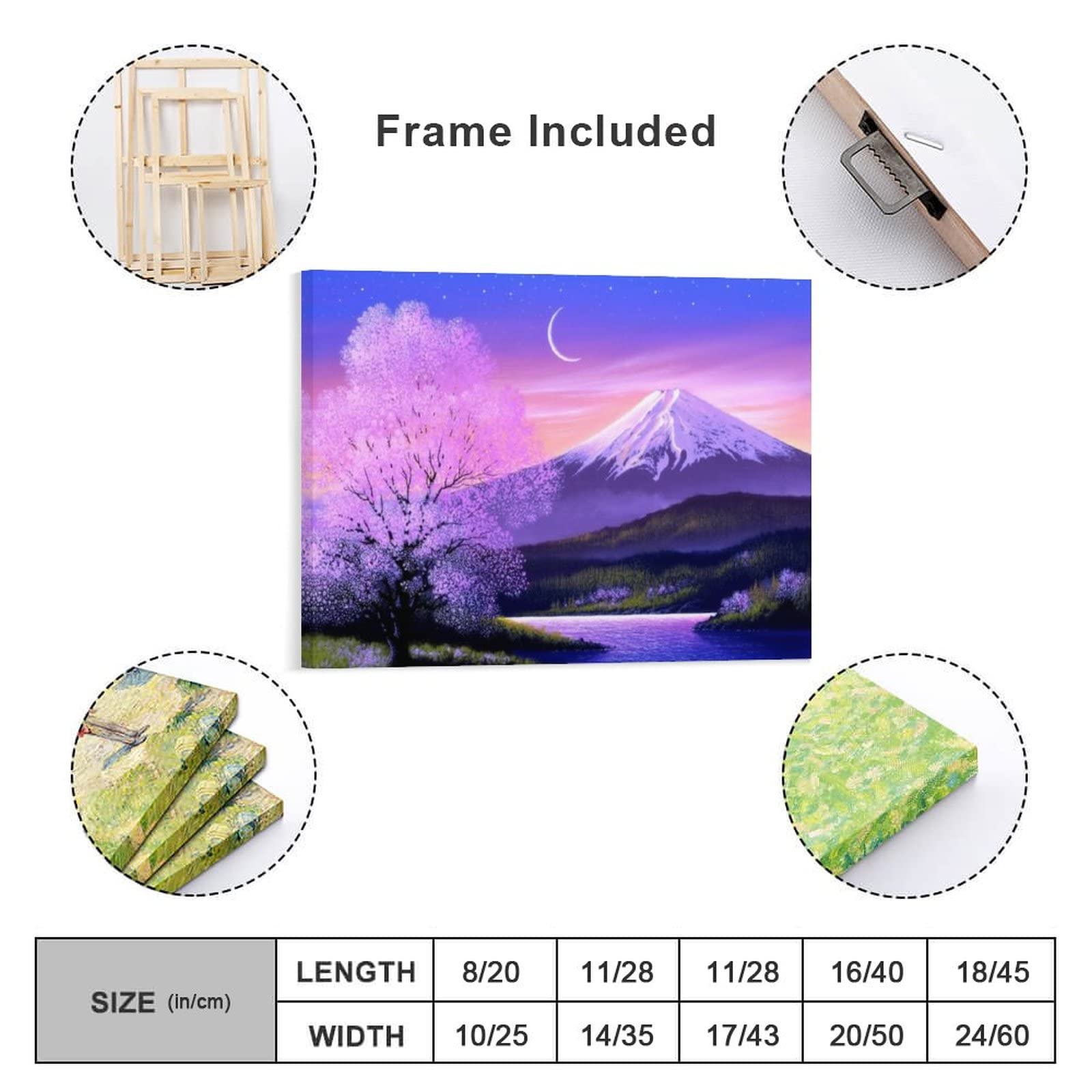 Amazon.co.jp: 絵画 紫の木 富士山インテリア 絵画 ロマンチックな