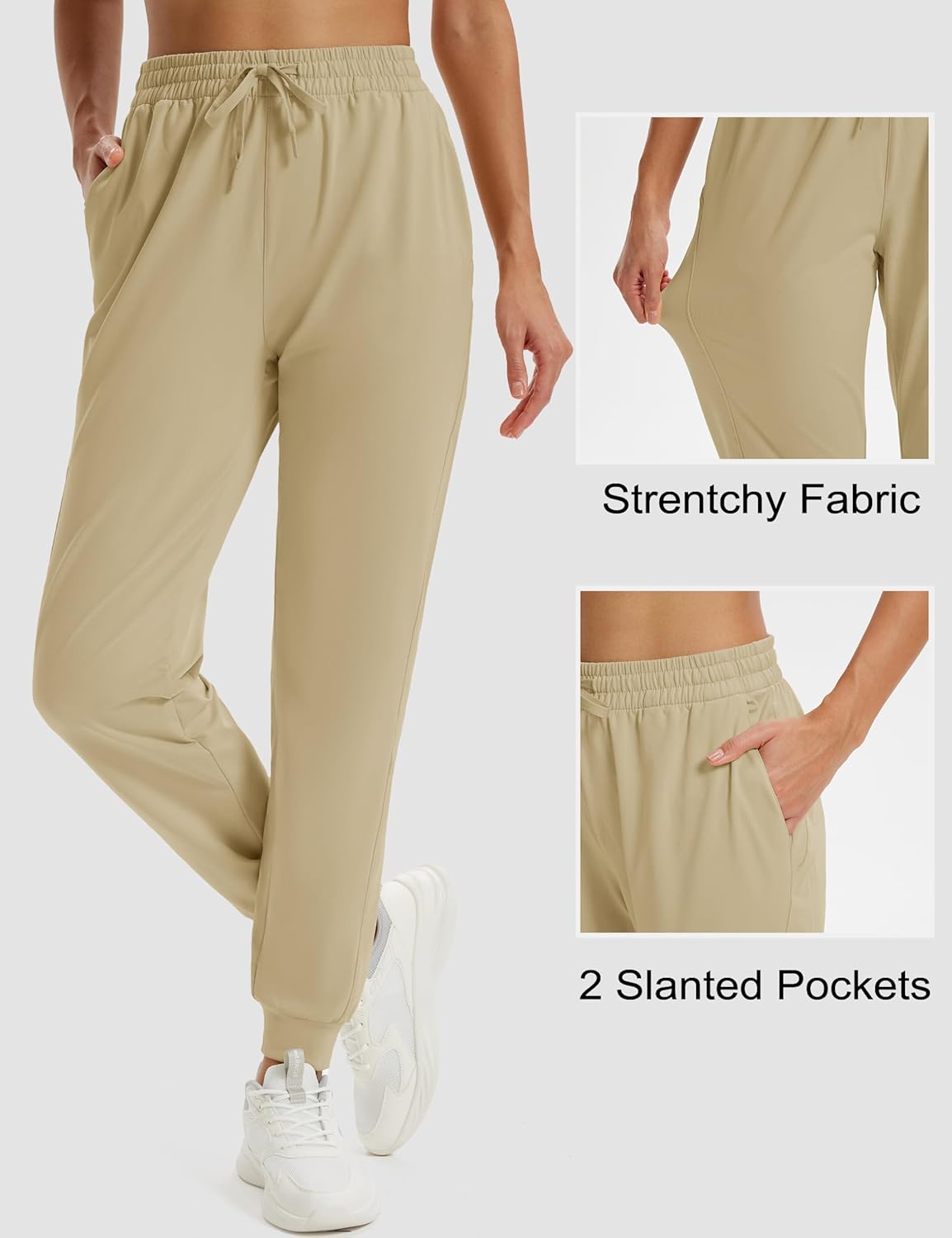 MAGCOMSEN Women's Fleece Lined Joggers Waterproof Thermal Winter Sweatpants Insulated Hiking Running Snow Pants Pockets - Image 6