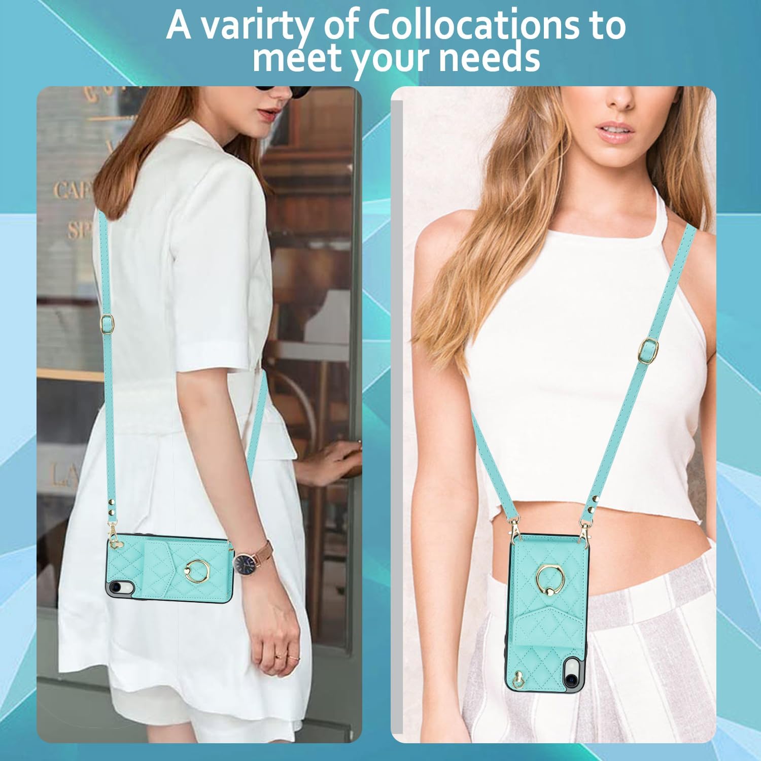 Asuwish Phone Case for iPhone XR 6.1 Wallet Cover with Tempered Glass Screen Protector and Ring RFID Blocking Card Holder Cell iPhoneXR iPhone10R i Phonex 10XR 10R RX CR iPhoneXRcases Women Girls Teal