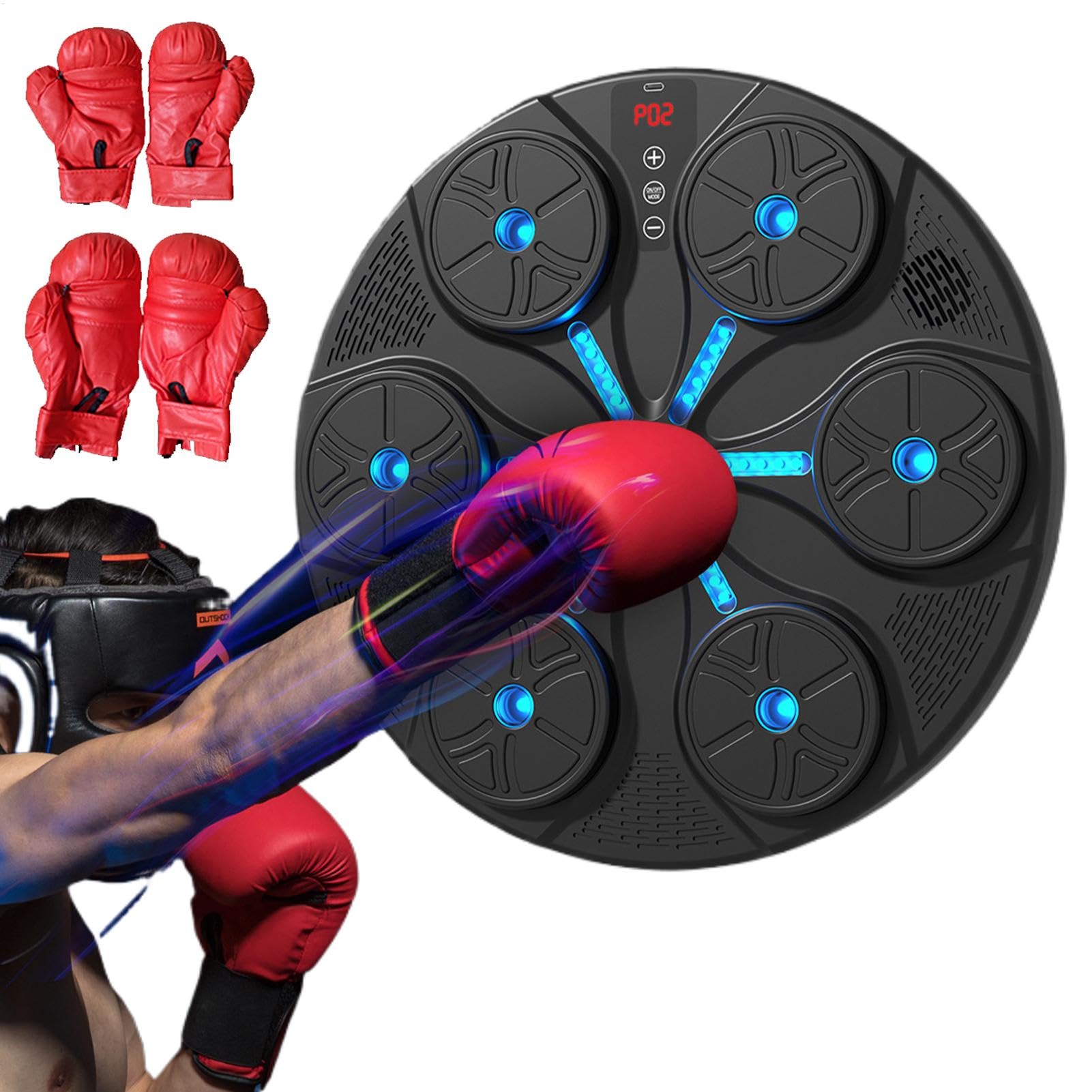 Macchina di Pugilato Musica Elettronica,Musica Formazione Macchina per la Boxe, Macchina Intelligente Formazione Punzonatura | Intelligente Boxe Trainer con Capacità di Carico P | con RGB a Parete Macchina da Boxe Musicale per Adulti Per Uomini, Donne, Ad