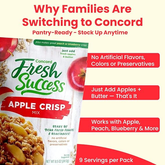 Concord Fresh Success Apple Crisp Mix, 8.5 oz (Pack of 24)