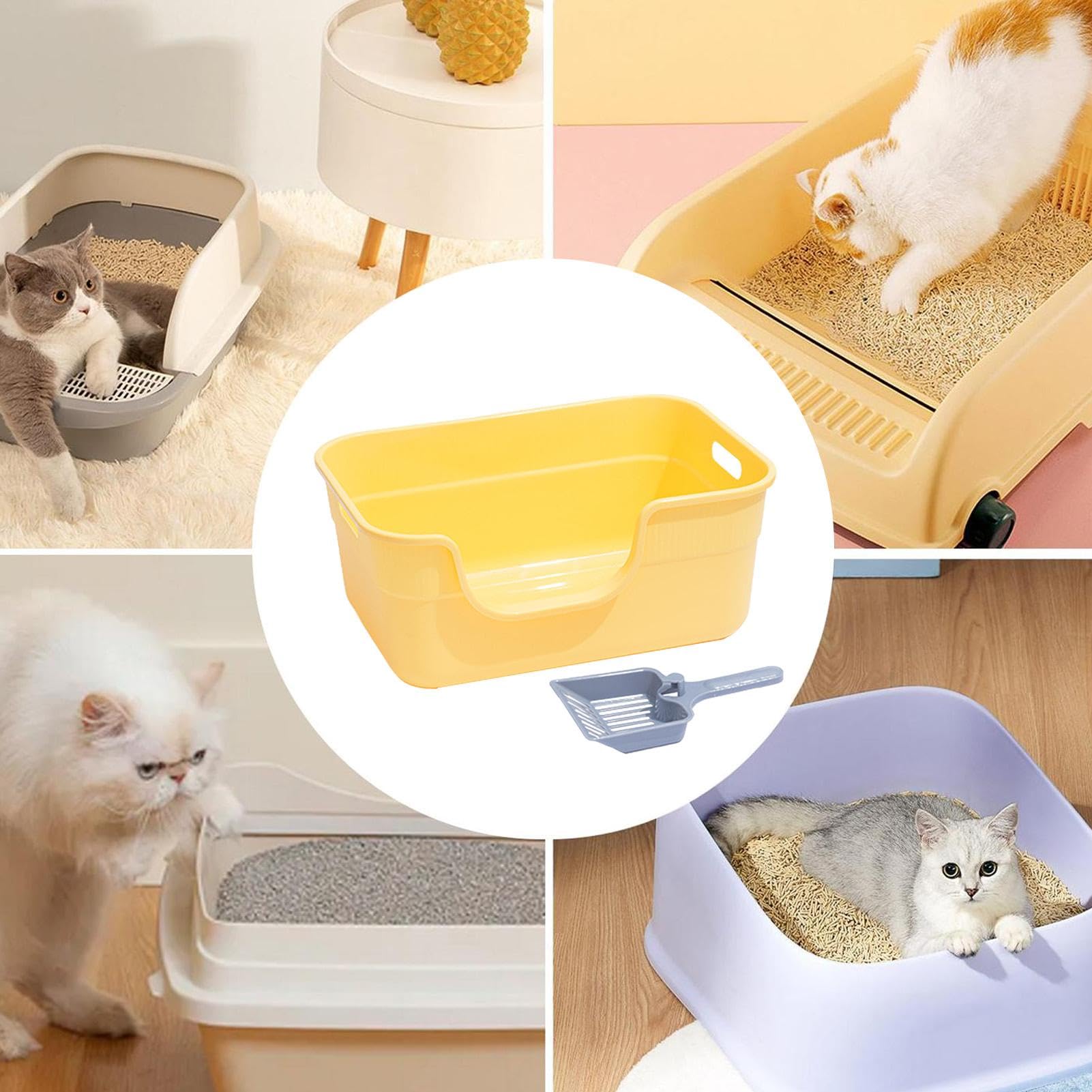Cat Sand Box - Vassoio per lettiera per gatti | Vassoio per setacciatura della scatola del gatto, box gatto aperto, bacino di animali domestici portatili, cassette a lettiera aperta con pala, vassoio