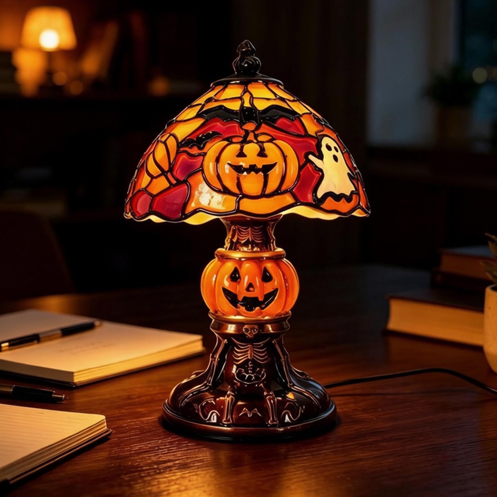 Lampada da tavolo di Halloween, resina USB per la decorazione | Decorazione da scrivania di Halloween per tavolo, casa, soggiorno, camera da letto, aula, scuola, ufficio, auto