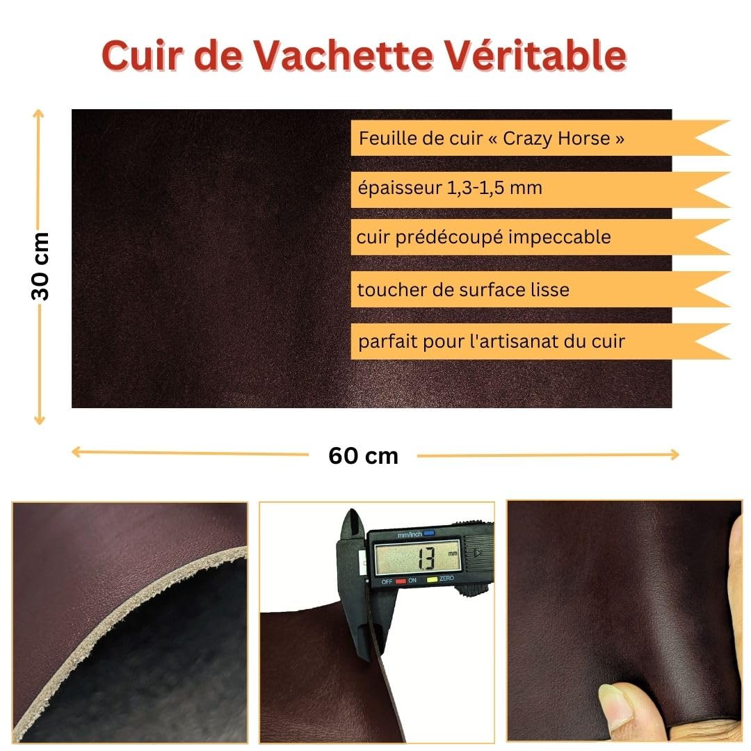 Feuilles De Cuir Véritable | 1,3-1,5 Mm | Taille