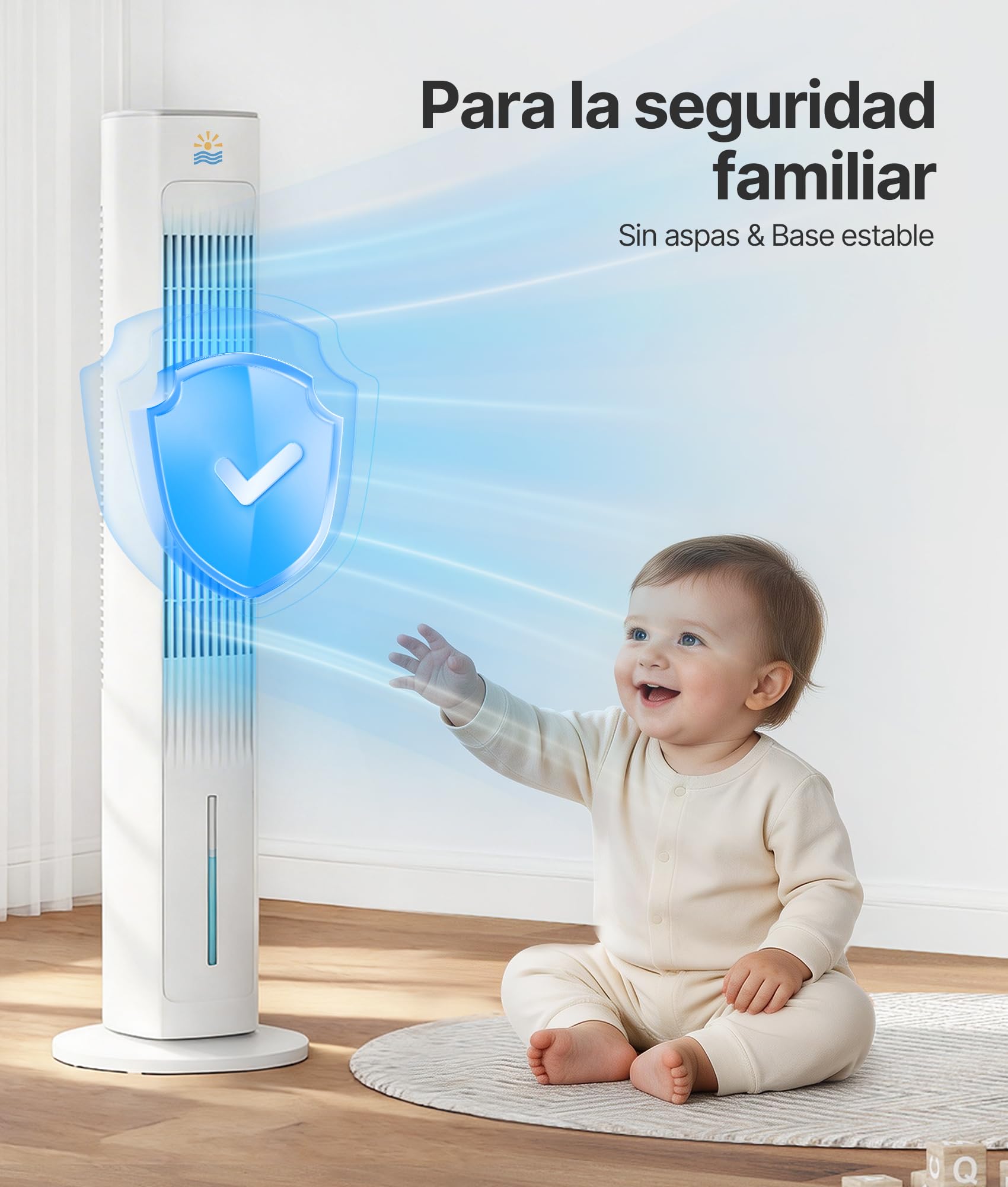 Climatizador Evaporativo Portátil- Alternativa al Aire Acondicionado Portatil Enfriador de Aire Silencioso,3 Modos, Temporizador 12H, Mando, Blanco