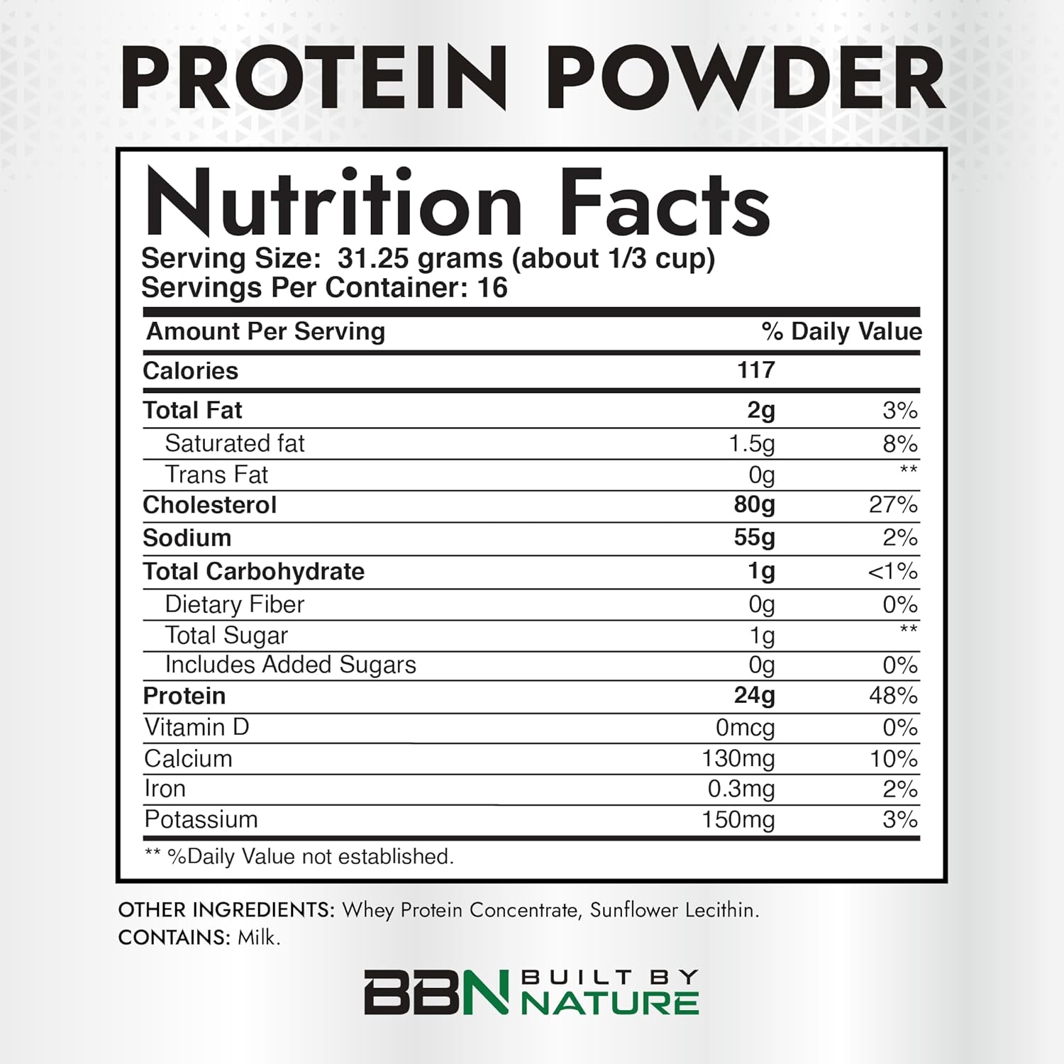 Built by Nature Unflavored Protein Powder - Instantized Whey Protein Concentrate - 1.1 Lb, 16 Servings - Image 3