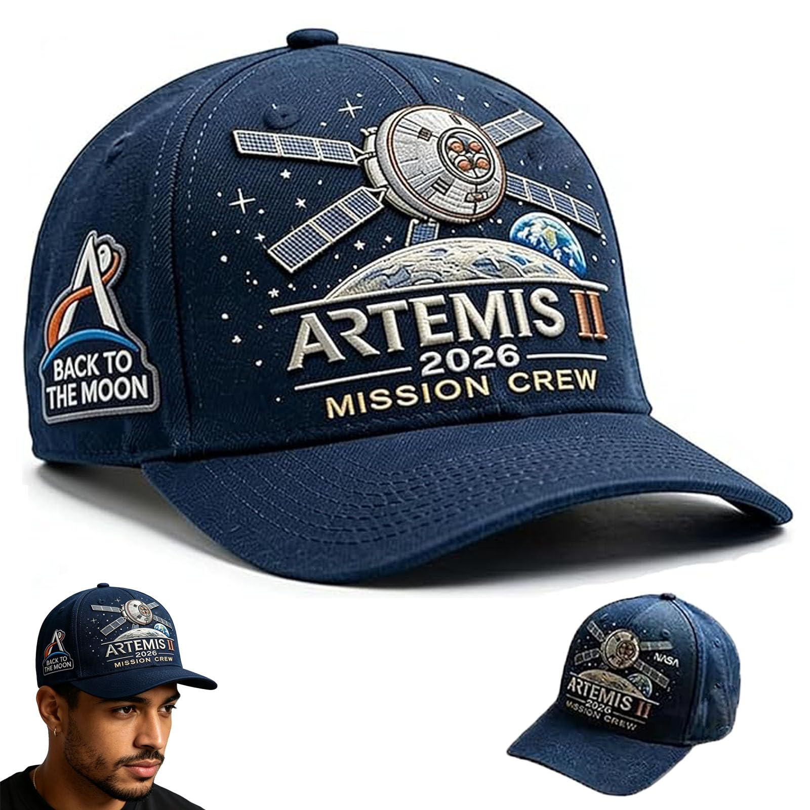 Aoukp Artemis II Lunar Mission Commemorative Cap, Space Exploration Adjustable Printed Baseball Hat for Men & Women (1 Pcs)