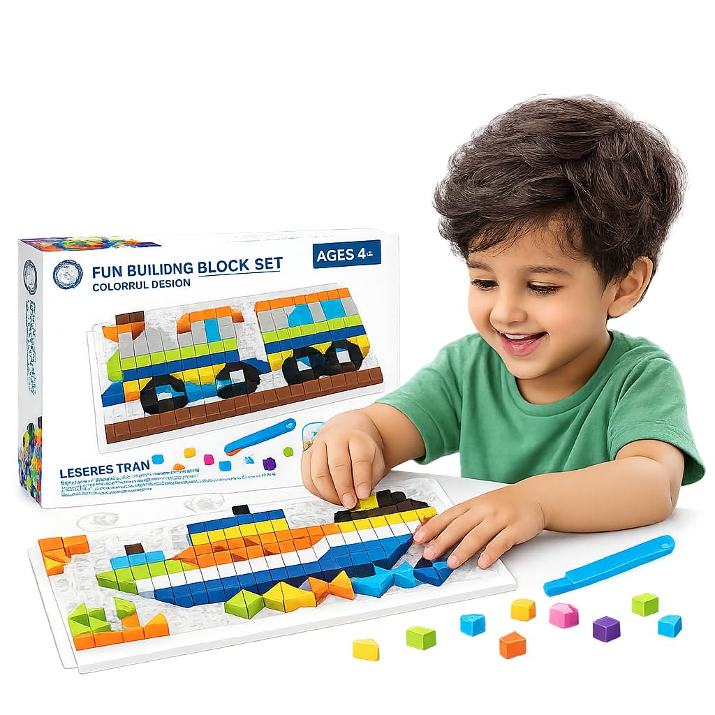 Crackles 240 PCS DIY Transportation Building Blocks Puzzle for Kids (Pack of 1) | Creative Mosaic Puzzle with Base Plate | Educational Toy for Motor Skills, Learning Vehicles & Brain Development-image-32