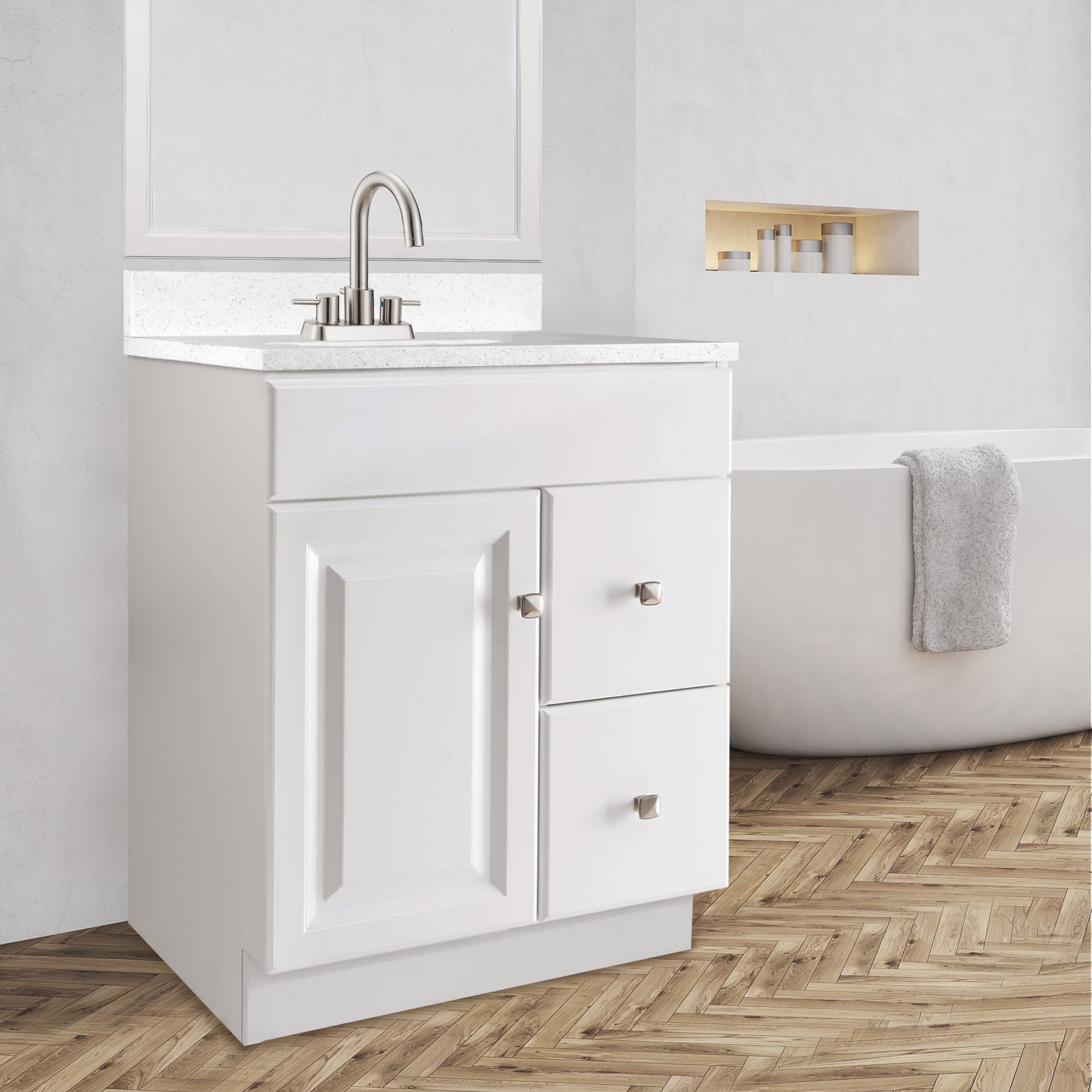 Design House 597195 Wyndham Unassembled Bathroom Vanity Cabinet Without Top, 24 x 21/1 Door, 2 Drawer, White