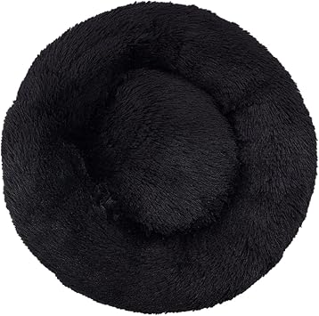 XJHKG Pet Dog Bed Comfortable Donut Dog Kennel Ultra Soft Washable Dog and Cat Cushion Bed Winter Warm Doghouse Color Black, Size 60CM