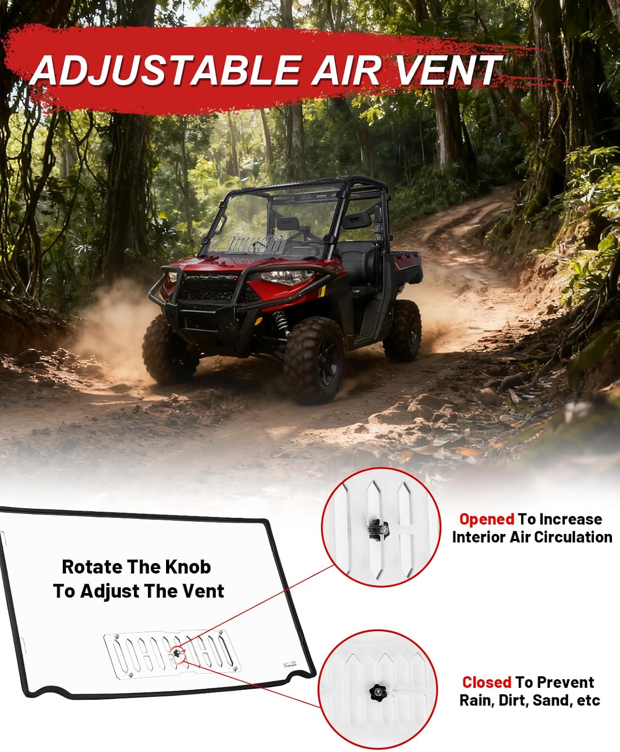 StarknightMT Ranger XP 1000 Bed Box and Vented Front Windshield Compatible with Polaris Ranger XP 1000/ Crew XP 1000 2017-2025, Ranger 1000/ Crew 1000 2020-2025