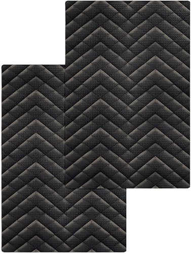 Kitchen Towel 2 Packs Cotton Waffle Weave, Black Geometric Rhombus 16 x 24 Inch Absorbent Quick Drying Dish Towels Clothes for Kitchen Living Room