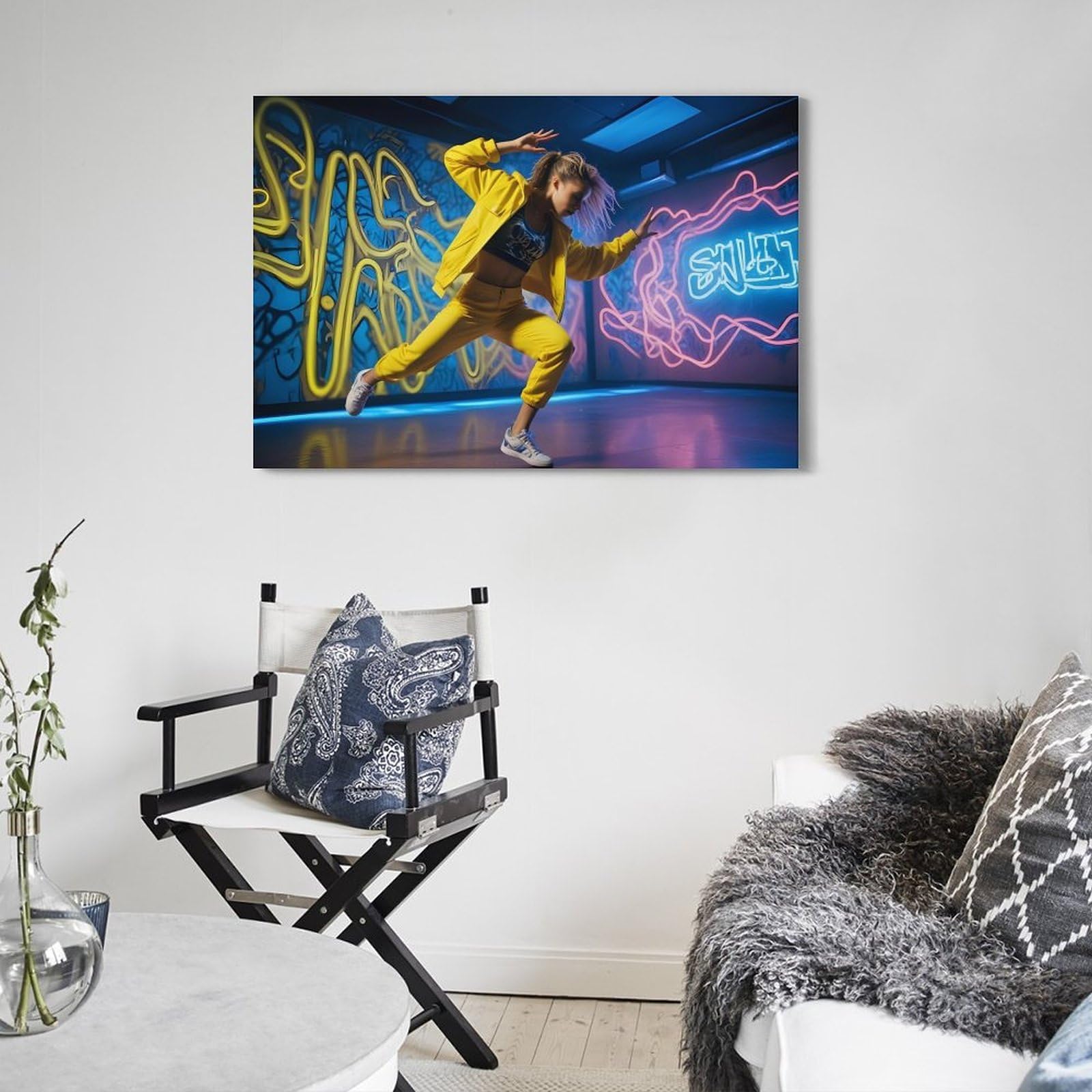 ZLQYHW Poster con ballerina hip-hop, motivo street dance su tela, decorazione per camera da letto, 50 x 75 cm