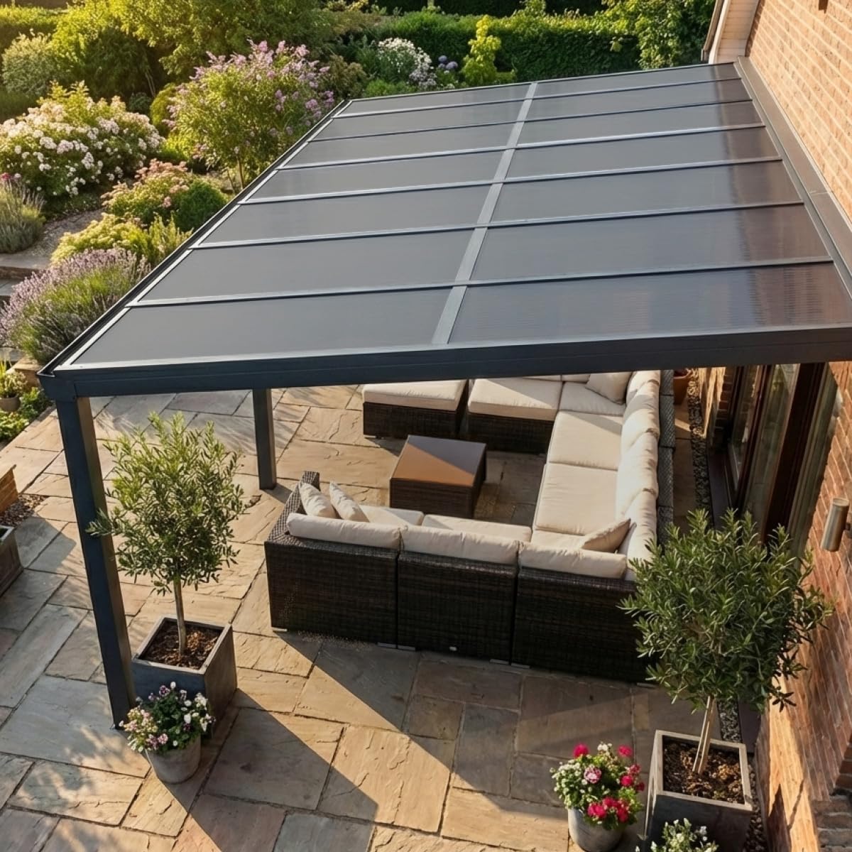BRAST Doppelstegplatten Hohlkammerplatten 6mm | viele Varianten | Polycarbonat | 121x60.5cm - 150x60.5cm | UV-beständig bruchstabil & zuschneidbar | 121x60,5cm - 14er Set anthrazit