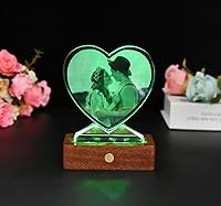 Vista 4 de WEIK&CPYK Marco de fotos de cristal personalizado en forma de corazón para cumpleaños, aniversario de boda, Navidad, regalo del día de San Valentín