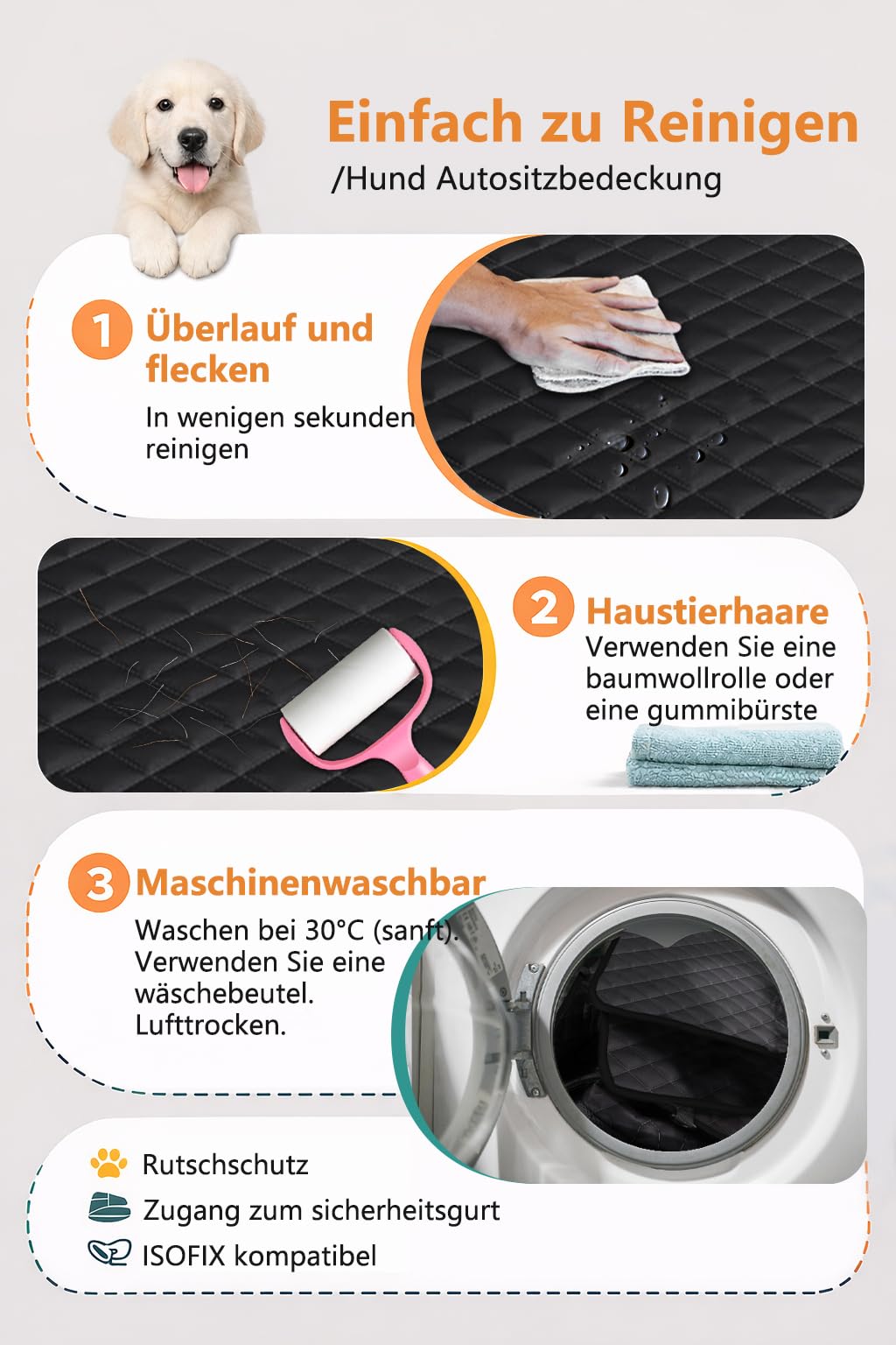 Alfheim Hundedecke Auto Rücksitzbank, mit Hängematte mit Belüftungsnetz | Wasserdicht Kratzfest Faltenbar, Hartboden und 40% mehr Platz (Tragkraft 180 kg), für SUV und Familienwagen (Schwarz)