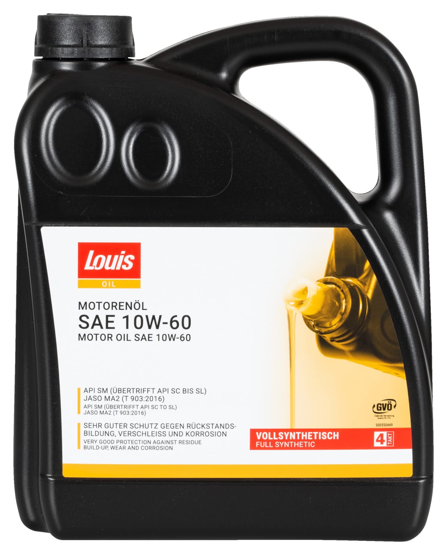 Tanica OLIO MOTORE Louis Procycle 10W-60,4 LITRi 100% SINTETICO lubrificante multigrado a bassa viscosità formulato con oli di base sintetici