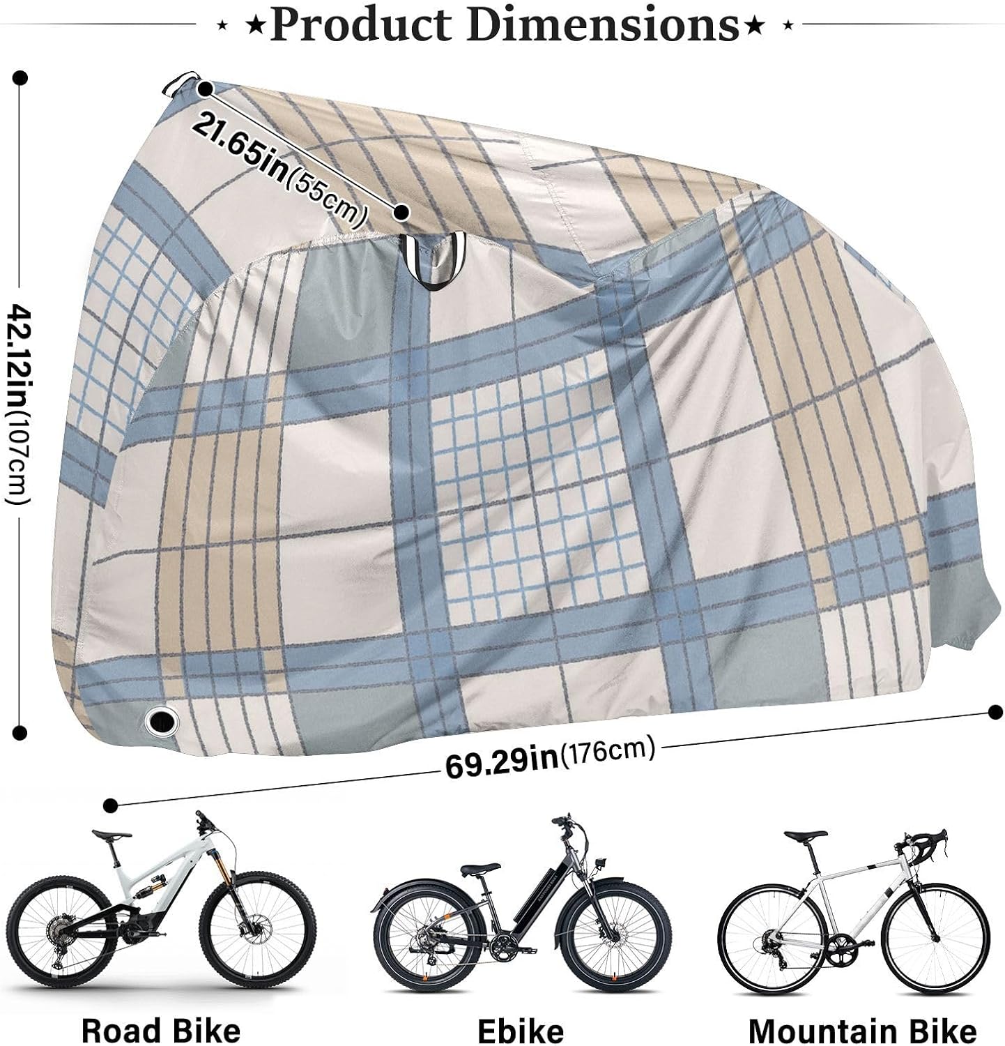 Farmhouse Plaid Covers for Bike Waterproof Outdoor Road Bike Cover Bikes Storage