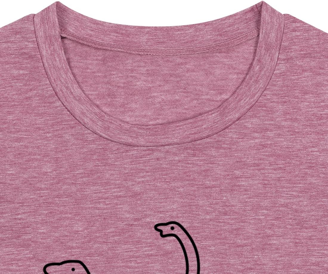 Women Cute Dinosaurs Graphic Tees Girls Short Sleeve Casual Crew Neck Tshirt Tops - Image 5