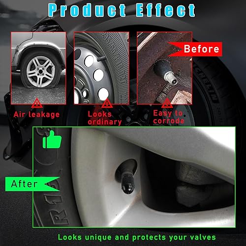 Miniatura 5 de 8 tapas para vástago de válvula de neumático de automóvil, cubiertas de vástago de válvula de neumático de aluminio estilo bala con sello de goma,