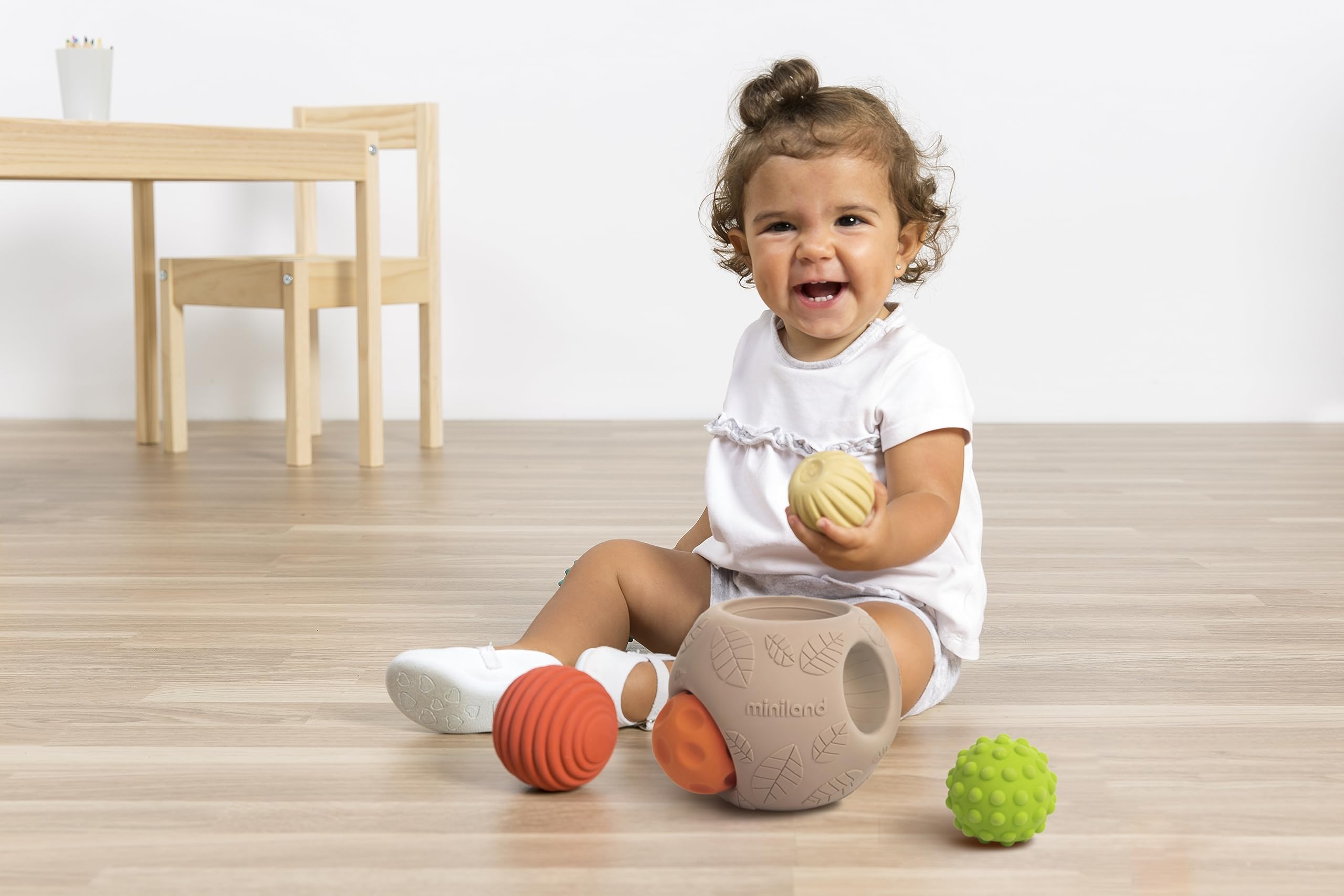 Miniland. Eco-Big Sensorische Balls, ineinandergreifende sensorische Bälle aus Naturkautschuk für Babys.