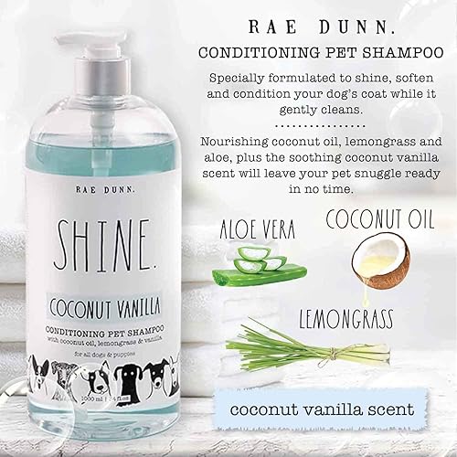 Miniatura 3 de Rae Dunn Champú acondicionador para mascotas con aceite de coco, limoncillo y vainilla, menta de coco, 33.8 fl oz