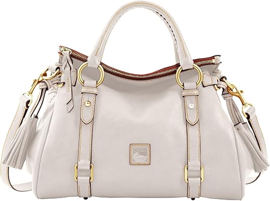 Dooney & Bourke Satchel Handbags for Women, Florentine Leather Satchel Bag with Optional Crossbody Strap - White