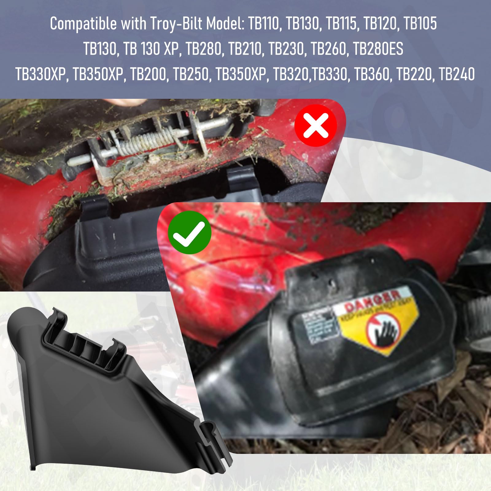 Fennoral 731-07131 987-02516A - Canal de descarga lateral y tapón de mantillo con bisagras compatible con cortacésped MTD Craftsman Troy Bilt de 21 pulgadas