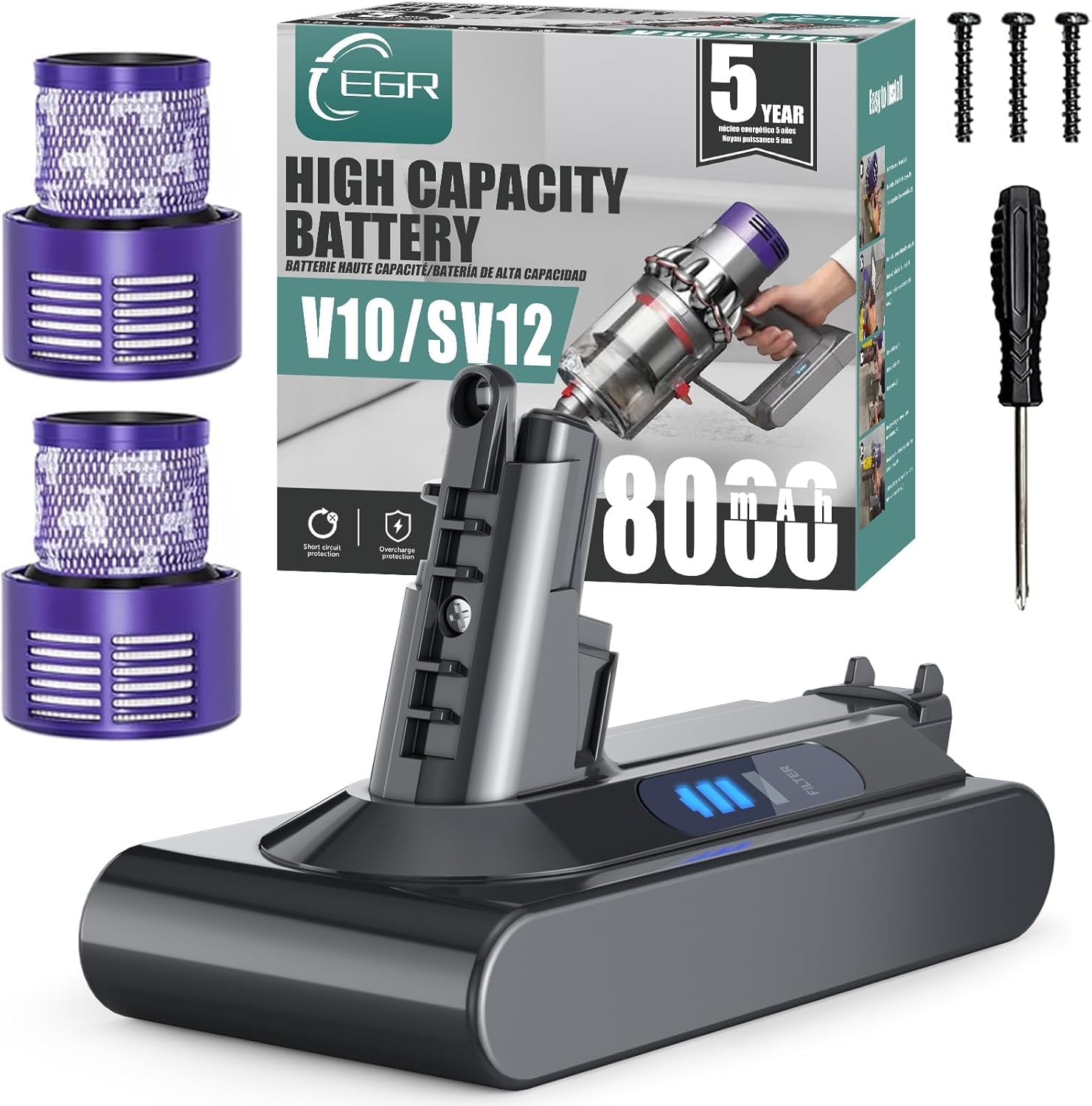 Dyson SV12 V10fluffy（バッテリートラブルあり） Amazon.com: EGR 8000mAh V10/SV12 Battery Replacement Compatible