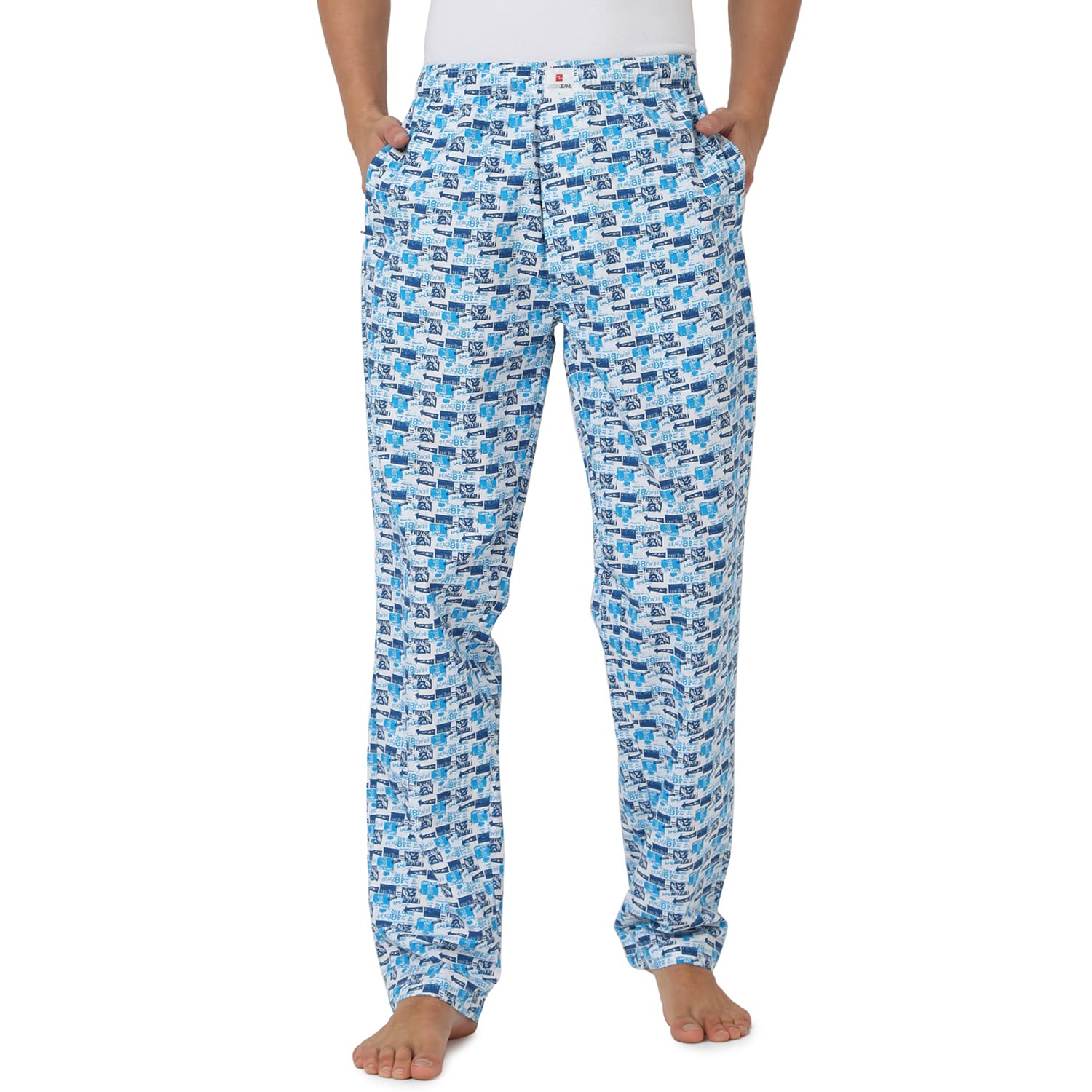 Spykar Men's Regular Fit Cotton Pajama (UJMPYJPPJ001WHITEDKBLUE)-image-19