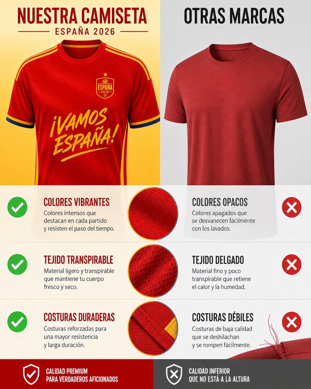CUMBERS PAX Textil - Camiseta Roja ¡Vamos España! 2026, Diseño Exclusivo, Fabricada en España, para Hombre, Mujer y Niño | Camiseta Roja para Animar a la Selección en Eventos Deportivos