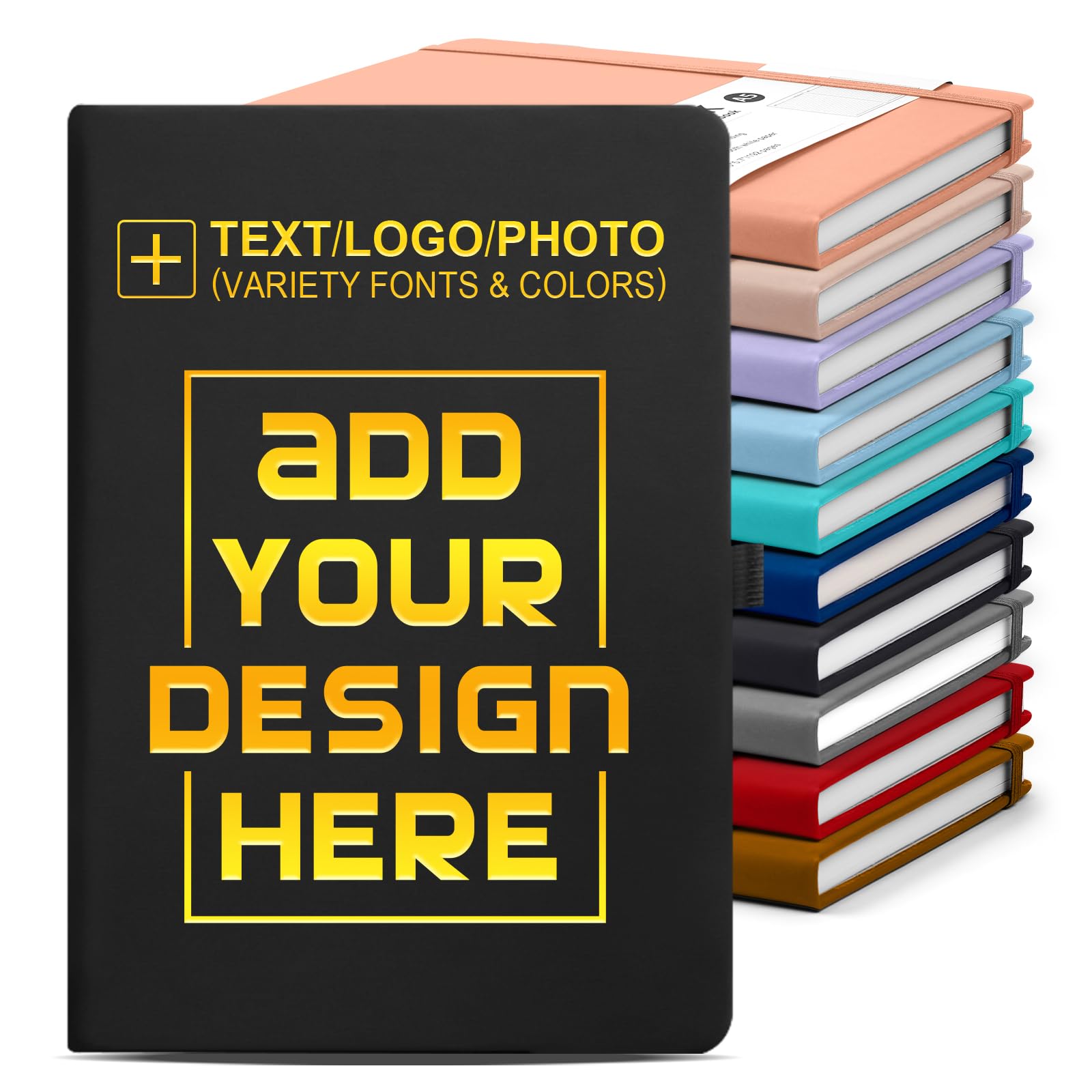Vebermo Personalised Notebook-Can Engrave Logo/Text/Image, Customisable A5 Journal Notebook Daily Journals For Writing-192 Lined Pages 8.5 x 5.71 Inch,Black — image 1