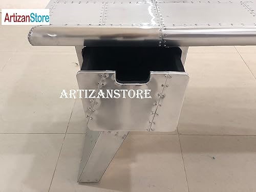 Miniatura 6 de ARTIZANSTORE Escritorio ejecutivo de aviador grande - Estantería de cajón - Ala de avión 78"