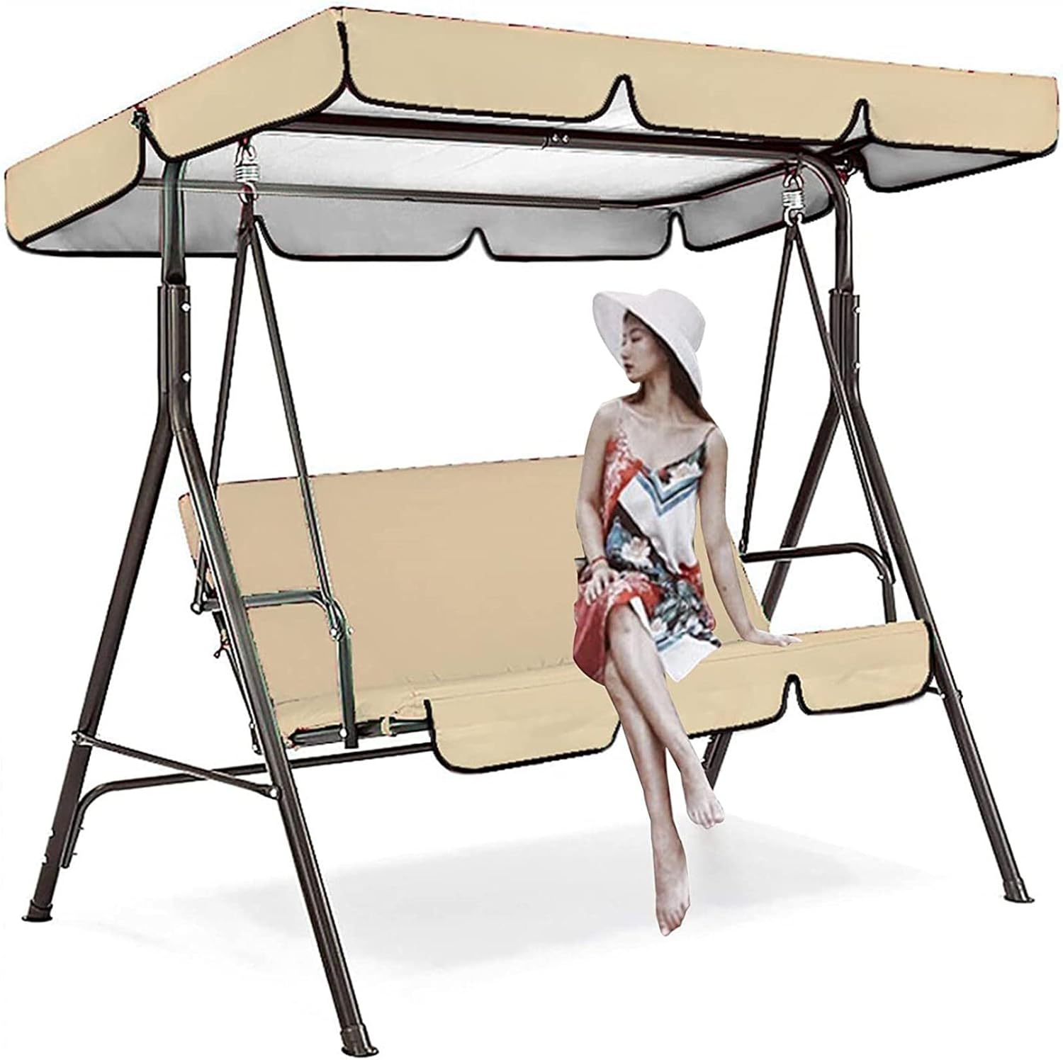 Swing Canopy Replacement Cover Waterproof Top Cover Sun Shade, Universal Replacement Canopy for Outdoor Garden Patio Hammock Porch Yard, Top Cover Only,Green,190 * 132 * 15cm