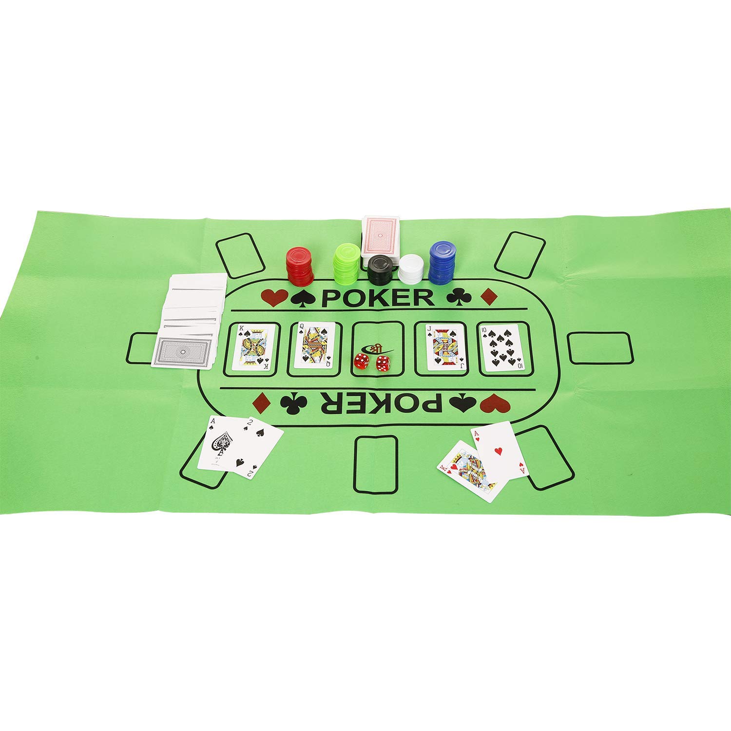 Kids Mandi Casino Style 300 Plastic Poker Chips Set for Texas Holdem, Blackjack, Gambling | Comes with Playing Mat, Cards, Chips, Dice (Poker Set 300 - WITH MAT) 2