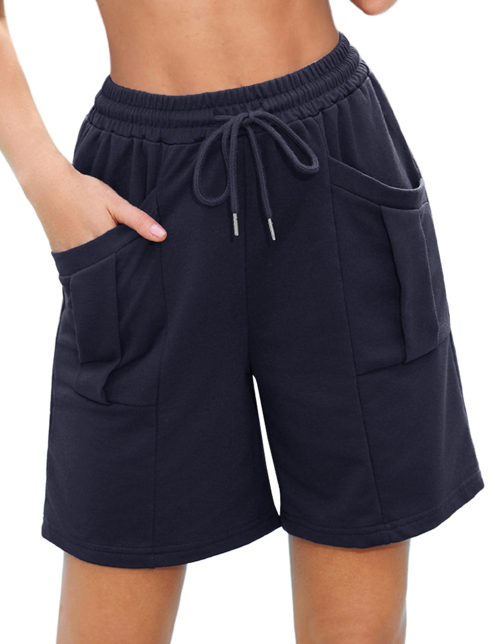 Aottori Shorts Damen Sommer Kurze Hose Locker mit Taschen und Kordelzug | Sportshorts, Sporthose Knielang, Jogginghose Kurz, Baumwolle, High Waist, Sweatshorts, für Jogging Fitness Running Gym