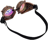 Vista 6 de Gafas caleidoscopio para raves trippy psicodélico steampunk con lentes de cristal de difracción de prisma arcoíris