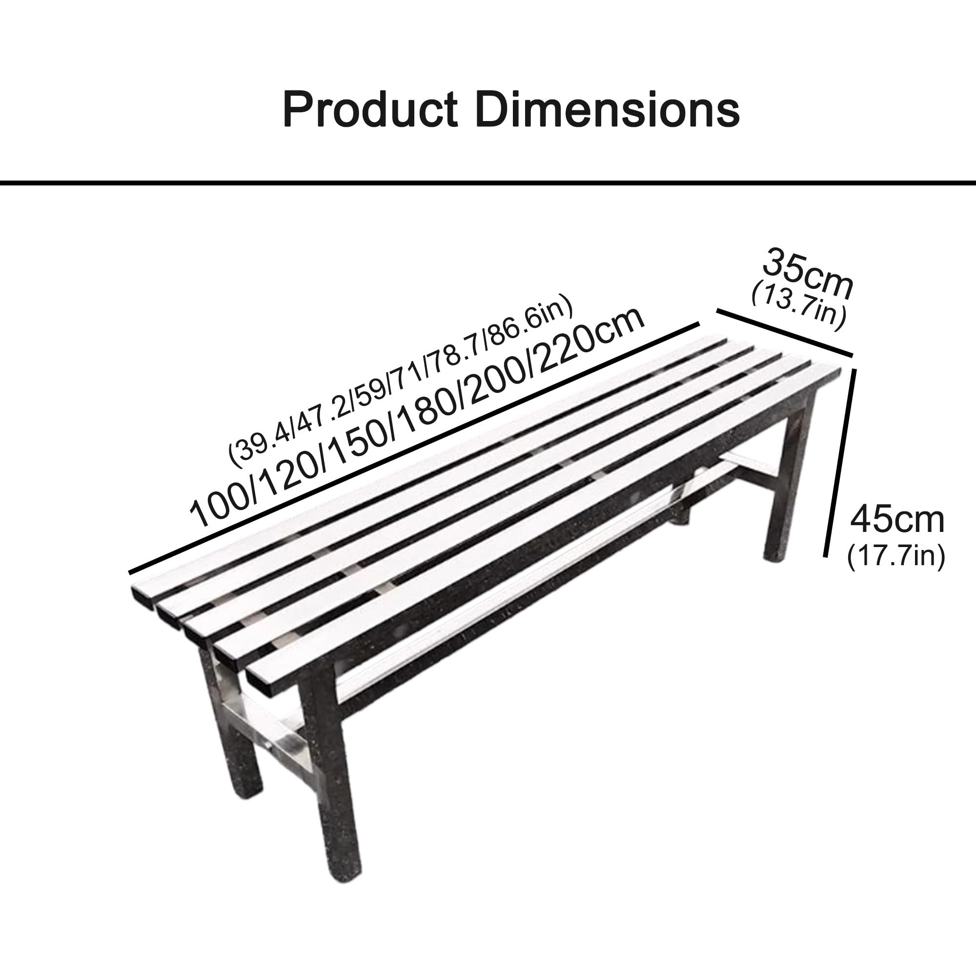 Banco de jardín de Acero Inoxidable para Exterior y Patio | Acero inoxidable 304,resistente a la oxidación y de alta resistencia;apto para porches, piscinas,(Single Layer,150cm/59in)