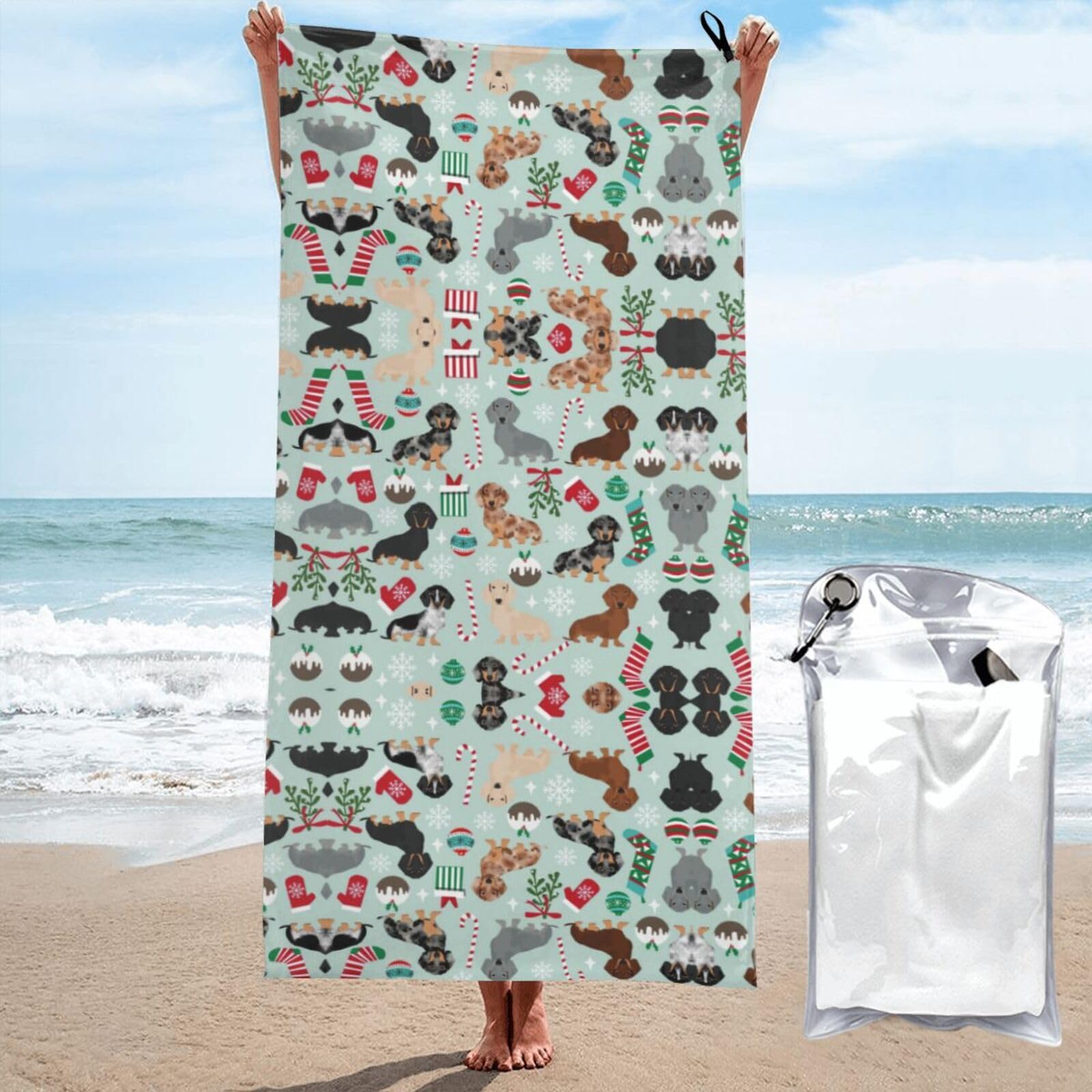 Serviette de piscine Dog Flora super absorbante, grand drap de plage et bain 81x132cm