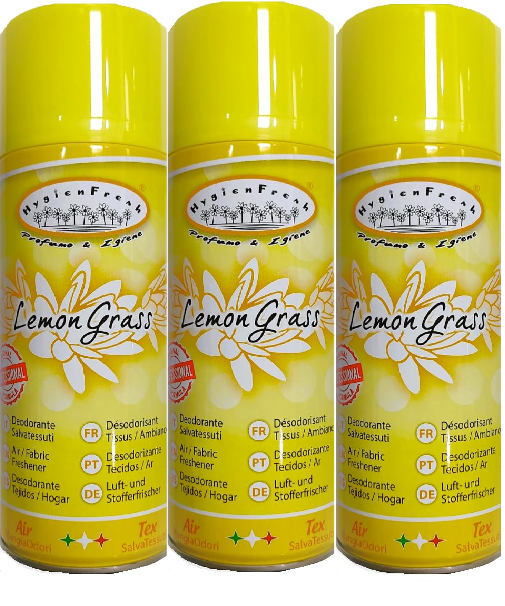 HygienFresh LemonGrass 3 Deodorante per Tessuti Spray da 400 ML (Lemon Grass)
