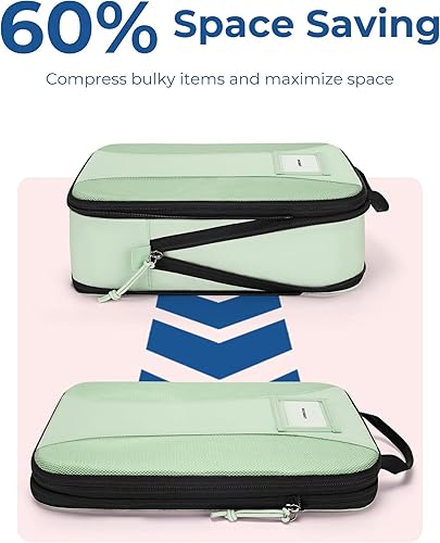 Miniatura 4 de BAGSMART Cubitos de embalaje de compresión, 6 cubos de embalaje para maletas, organizador de bolsas de viaje para equipaje, cubo de embalaje ligero