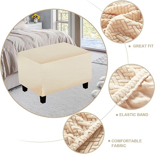 Miniatura 5 de Funda otomana de sofá resistente al desgaste, fundas otomanas rectangulares elásticas, funda para taburete de pies, fundas de taburete extraíbles
