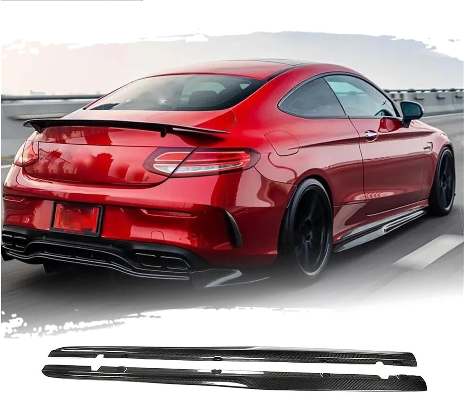 DSUIUWER Carbon Fiber Car Side Skirts Compatible with