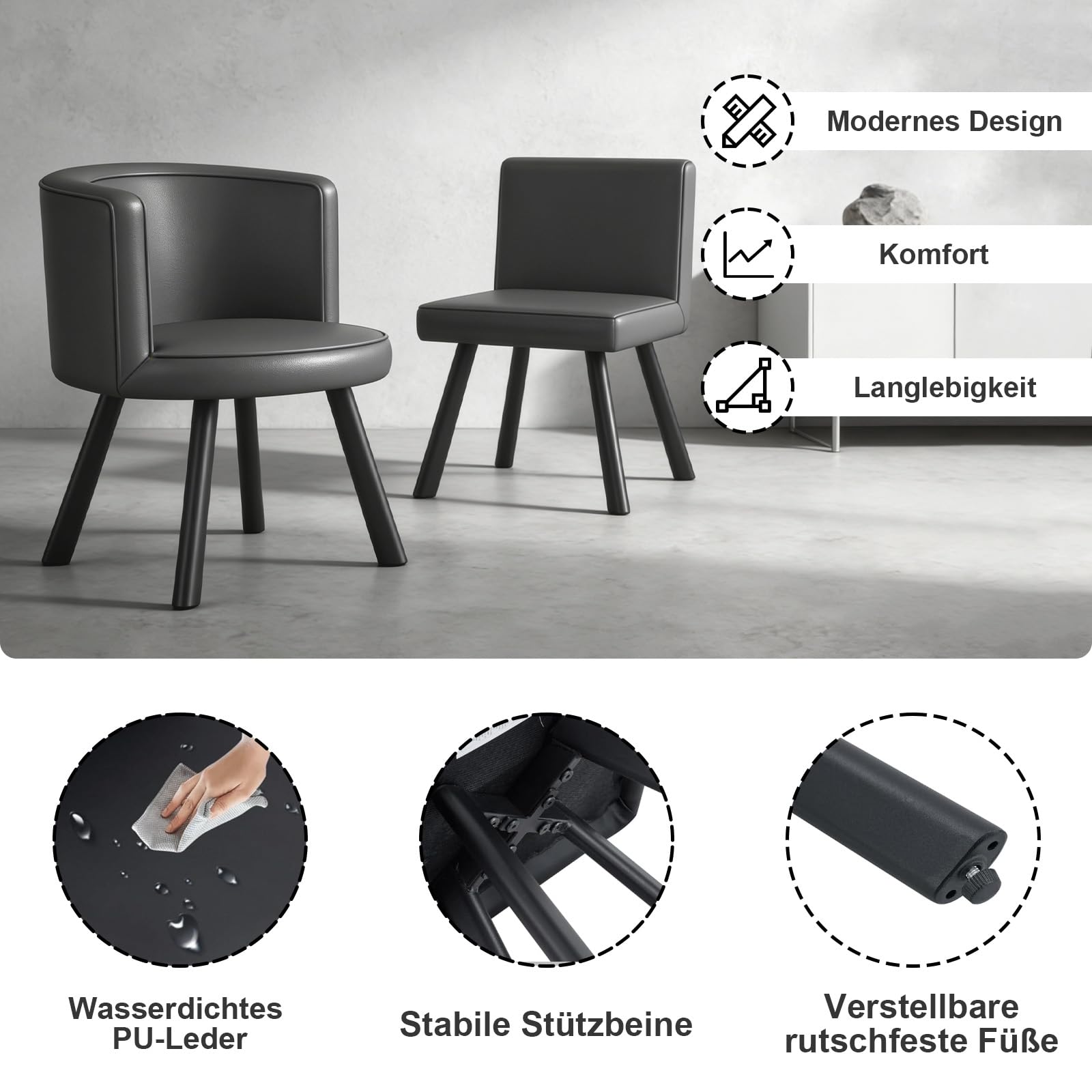 Großer Konferenztisch Inklusive 8 Stühle Moderner Besprechungstisch Metallrahmen für 8–12 Personen, industrieller Seminartisch für Büro, Esszimmer, 180x90cm (L x B),Weiß