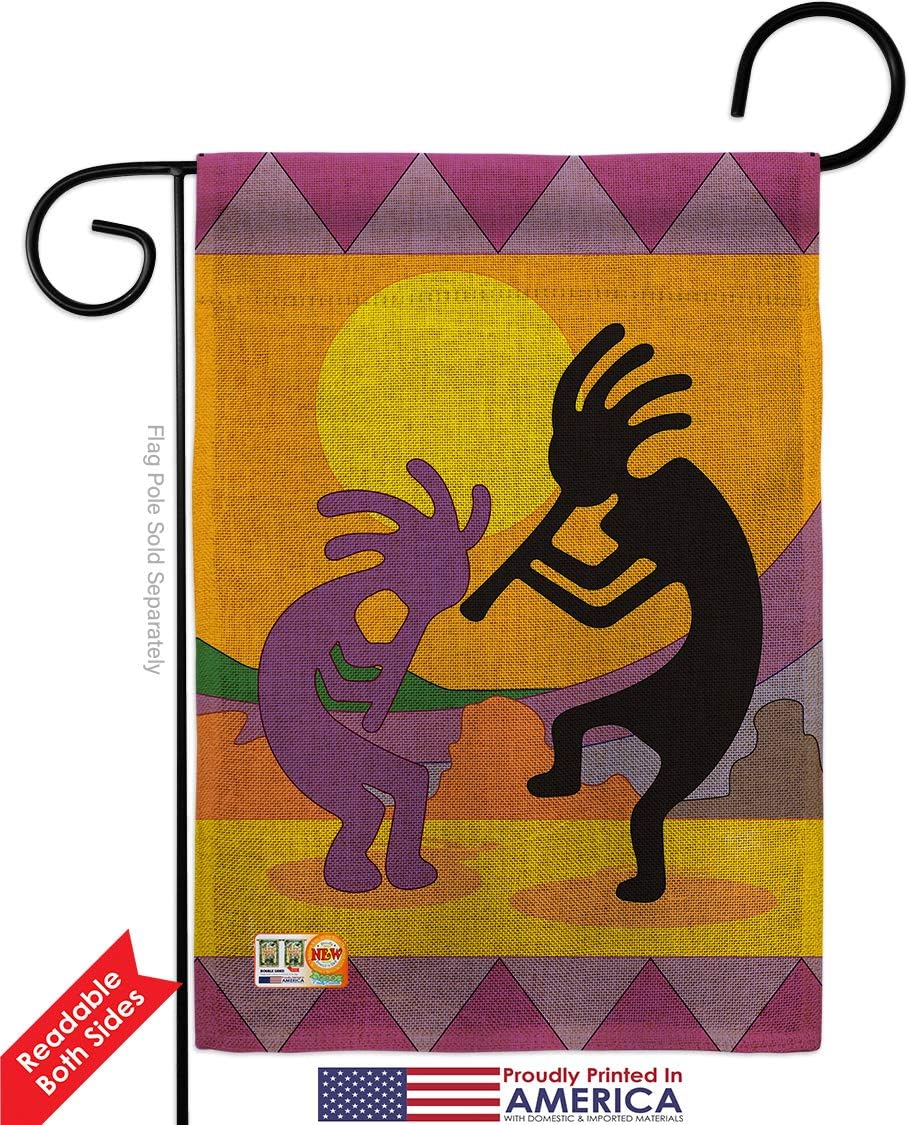 Kokopelli Burlap Garden Flag Country Living Southwest Desert Cactus Succulent Particular Area Small Decorative Gift Yard House Banner Double-Sided Made In USA 13 X 18.5