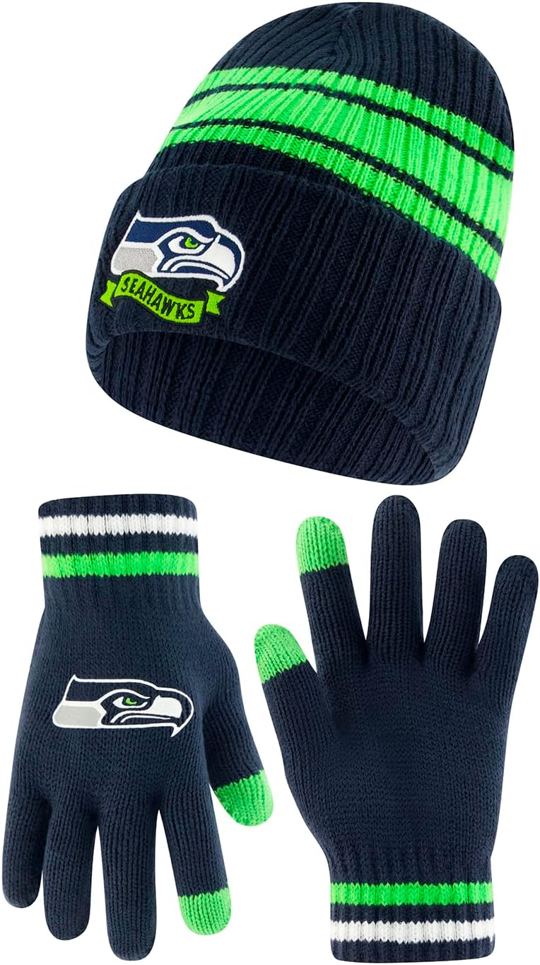 Ultra Game NFL Beanie & Touch-Screen Gloves